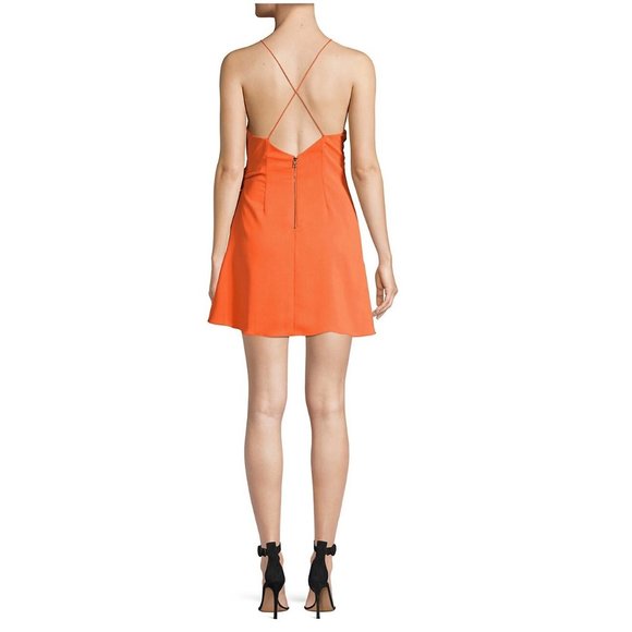 Alice + Olivia Katie Tie Wrap Dress in Coral, Size 2 - Picture 3 of 13